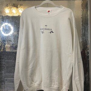 White Crewneck Gucci Kills Logo